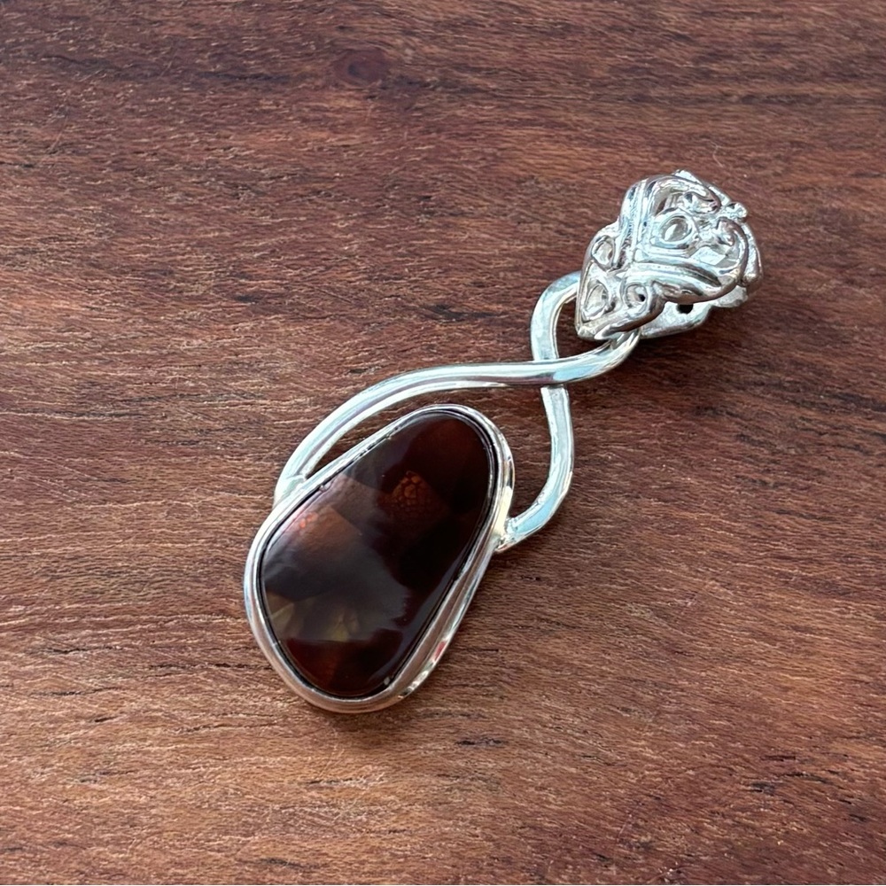 Sterling Silver Brown Chocolate Fire Opal Pendant